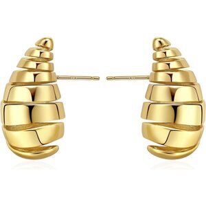 ⚡Gold Spiral Stud Earrings Unique Layered Twist Earrings for Women Fashion